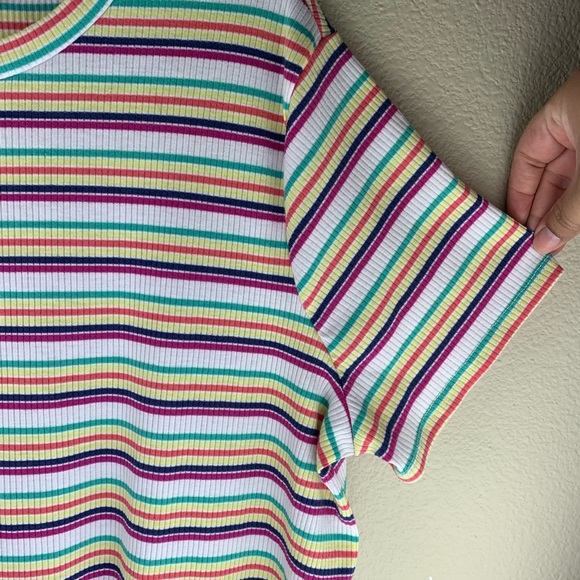 2x-3x Stripped Ribbed Haptics Brand Tee with lots of stretch Plus Size Top - Picture 3 of 5